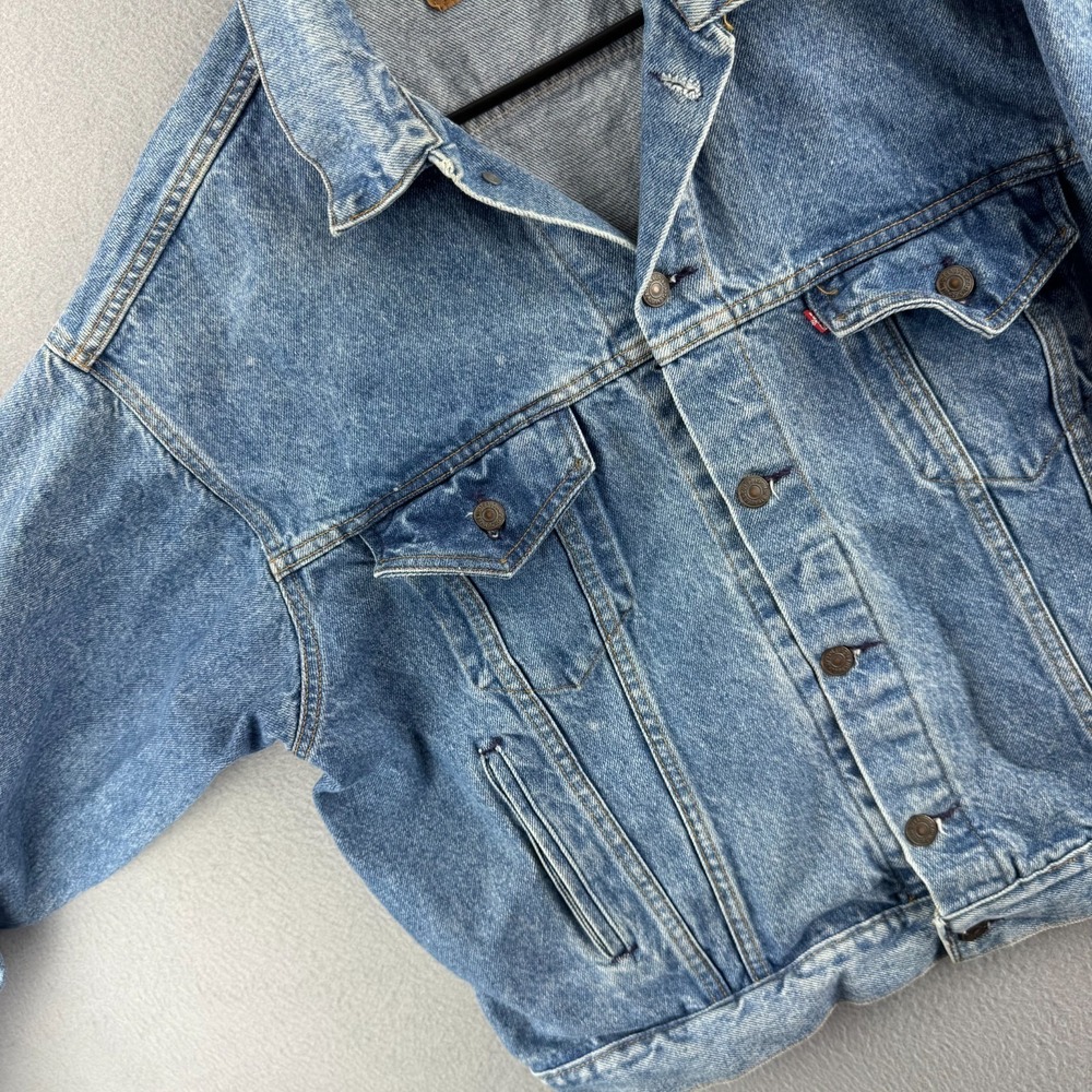 Vintage Levis Jacket Mens Large Blue Denim Trucker Late 80s Jean Made in USA - Picture 5 of 16